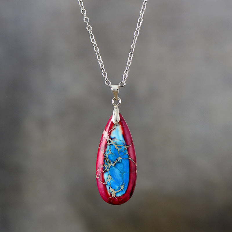 Emperor Stone Teardrop Chain Pendant Necklace