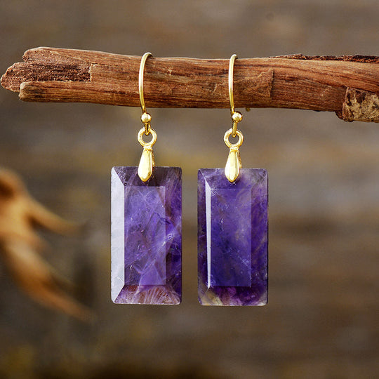 Natural Stone Geometric Pendant Earrings