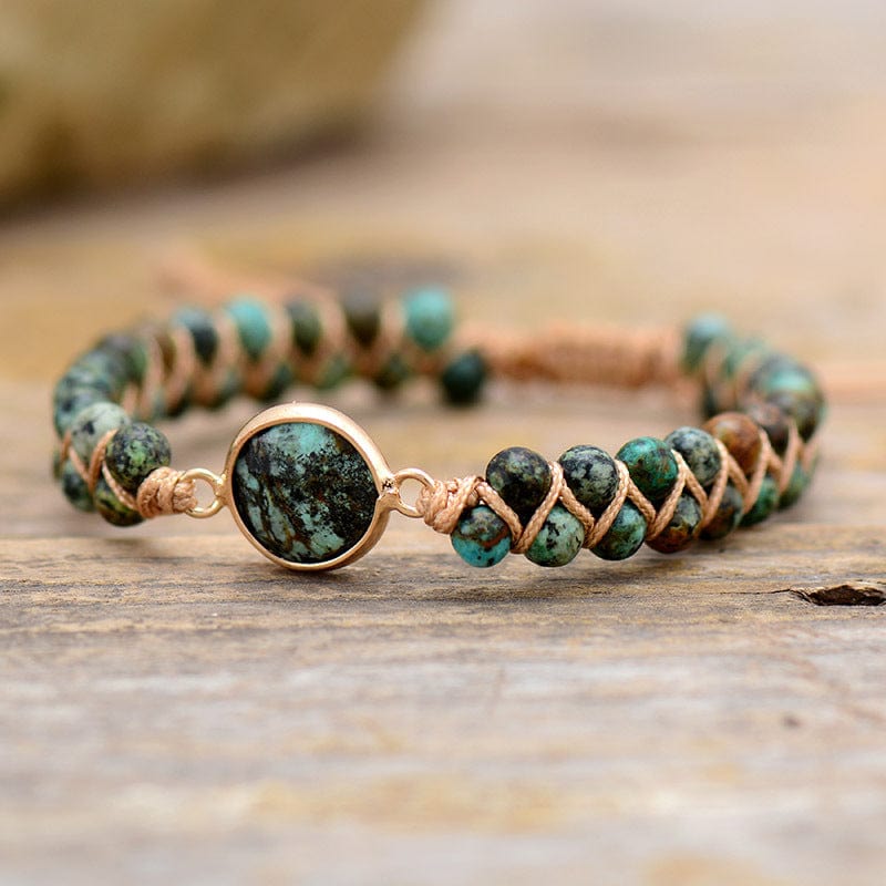 African Turquoise Double-layer Handwoven Bracelet