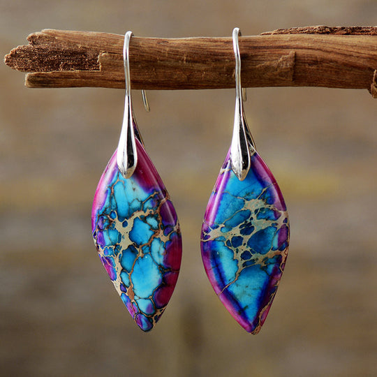 Emperor Stone Leaf Pendant Earrings