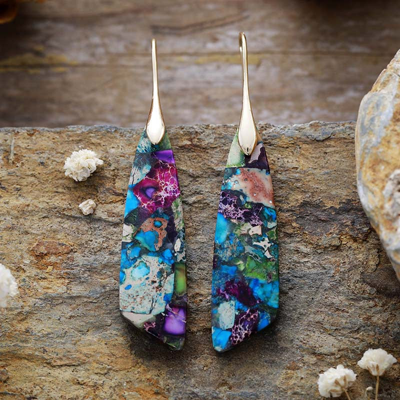 Emperor Stone Geometric Pendant Earrings