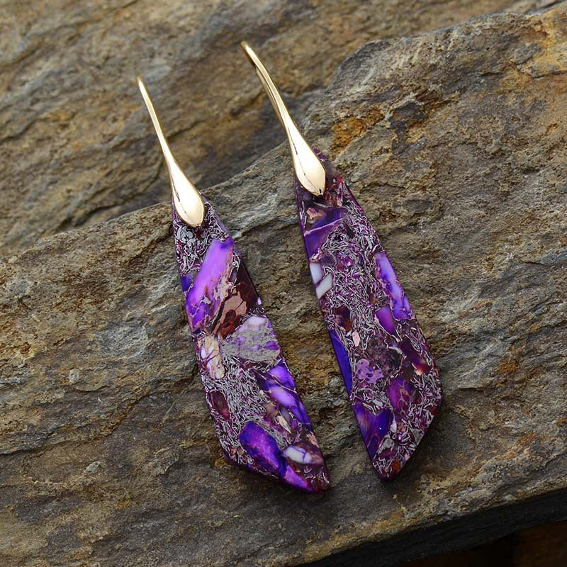 Emperor Stone Geometric Pendant Earrings