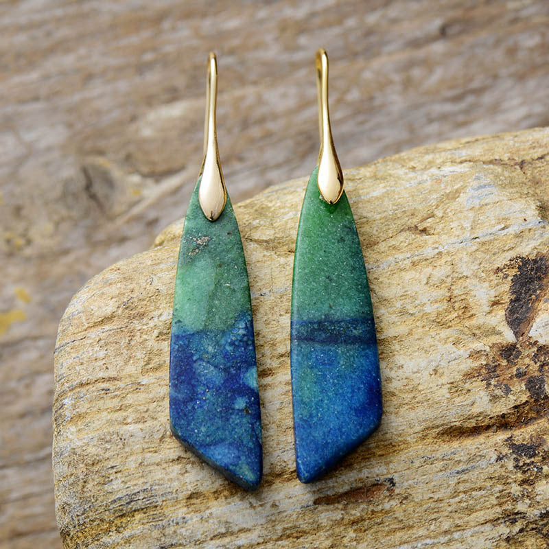 Natural Stone Geometric Pendant Earrings