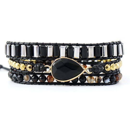 Crystal Leather Braided Bracelet