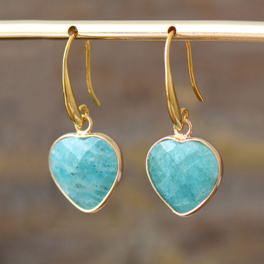 Riverstone Heart-Shaped Pendant Earrings