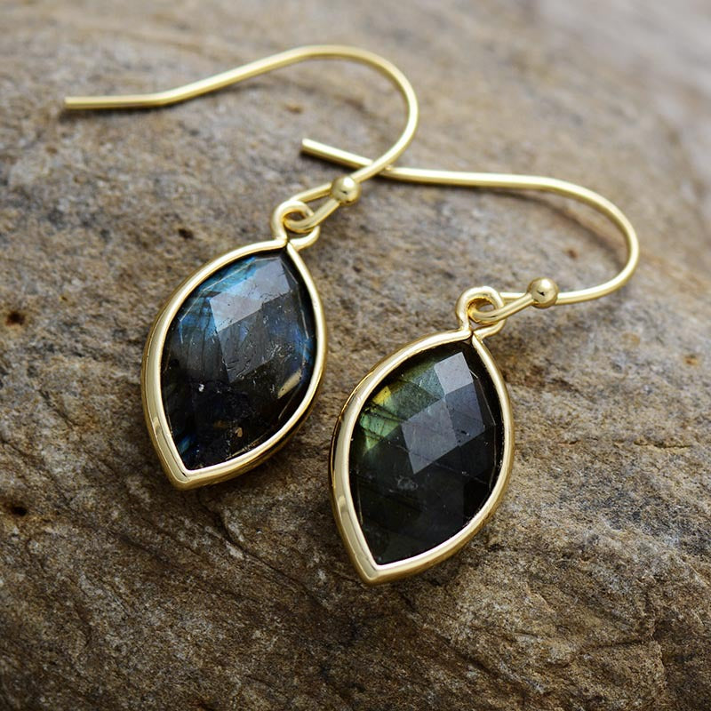 Larvikite Cat's Eye Pendant Earrings