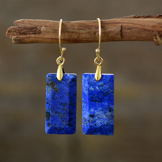 Natural Stone Geometric Pendant Earrings