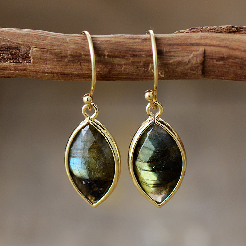 Larvikite Cat's Eye Pendant Earrings