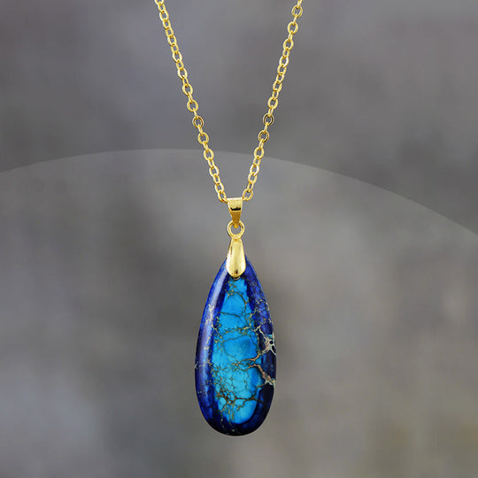 Emperor Stone Teardrop Chain Pendant Necklace