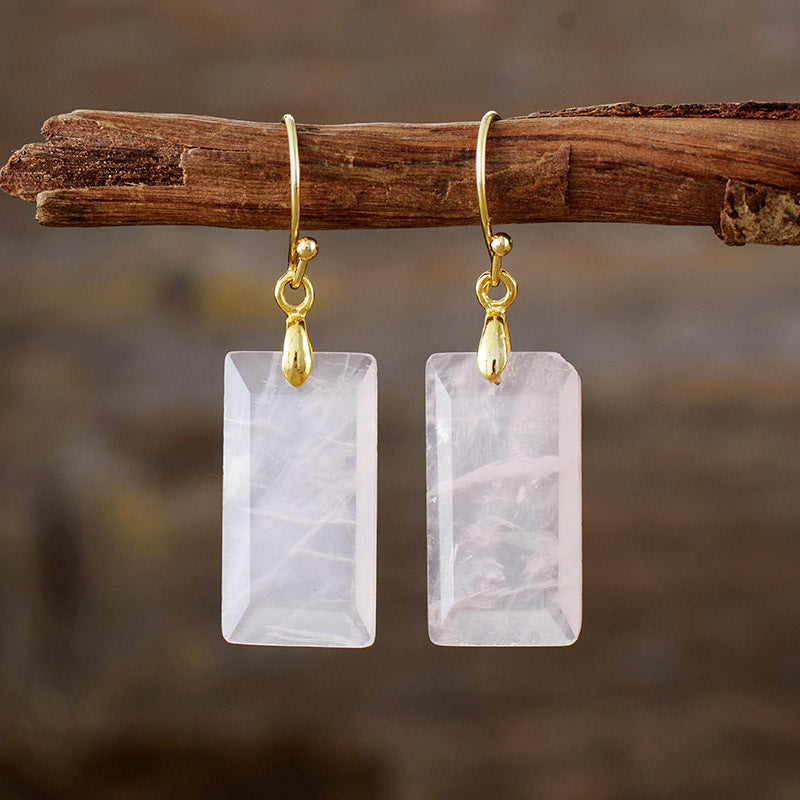 Natural Stone Geometric Pendant Earrings