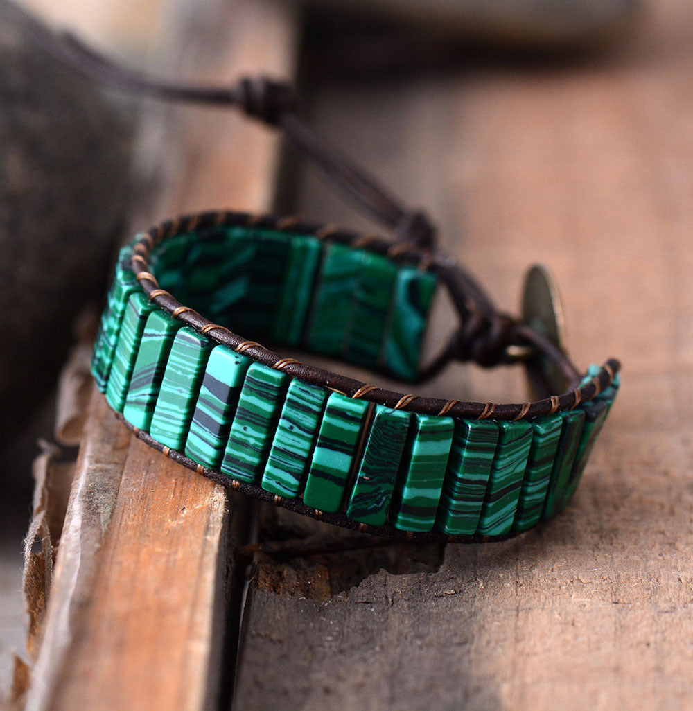 Peacock Stone Woven Bracelet