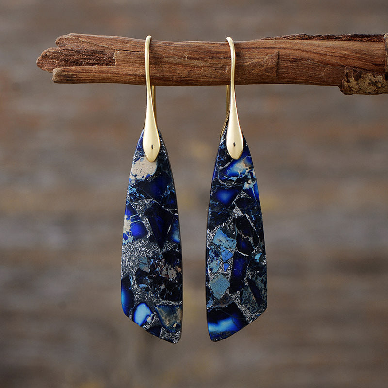 Emperor Stone Geometric Pendant Earrings