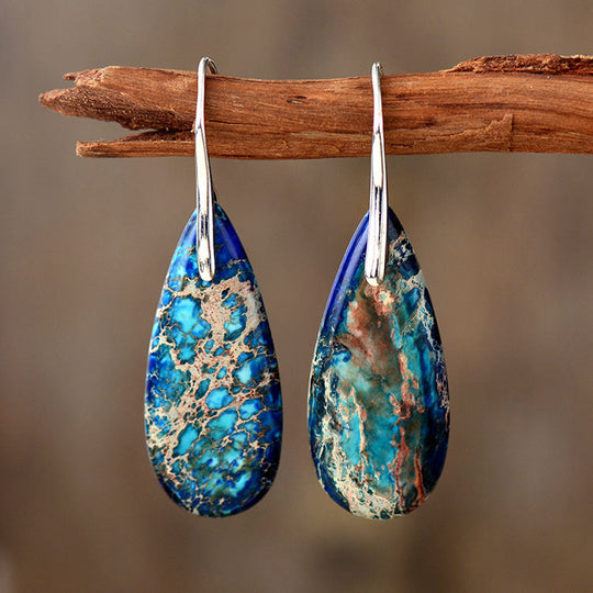 Emperor Stone Teardrop Pendant Earrings