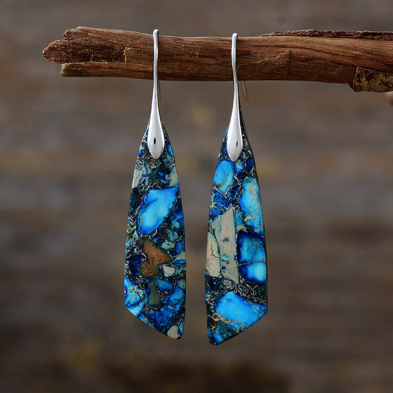 Emperor Stone Geometric Pendant Earrings