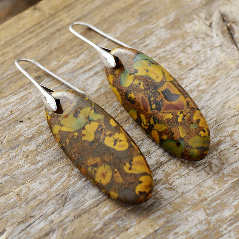 Natural Stone Geometric Pendant Earrings