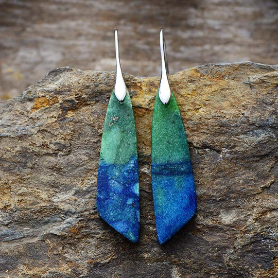 Natural Stone Geometric Pendant Earrings