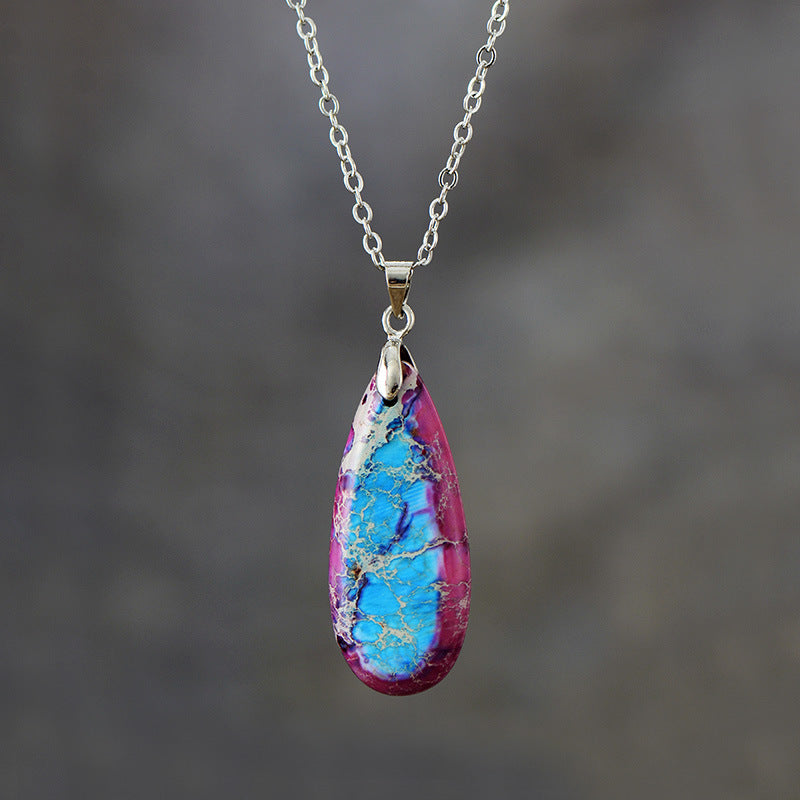 Emperor Stone Teardrop Chain Pendant Necklace