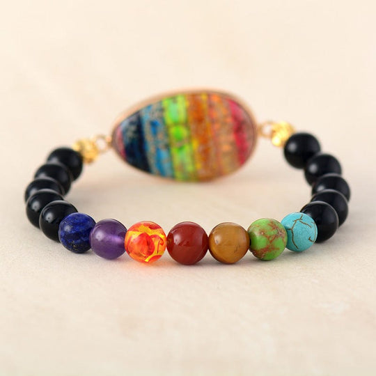 Rainbow Emperor Stone Bead Elastic Bracelet