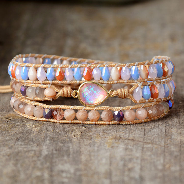 Handwoven Australian Opal Crystal Bracelet