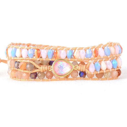 Handwoven Australian Opal Crystal Bracelet