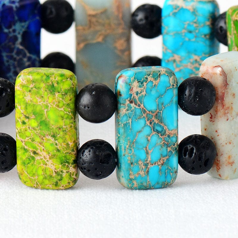 Colorful Imperial Jasper/Natural Stone Beaded Elastic Bracelet