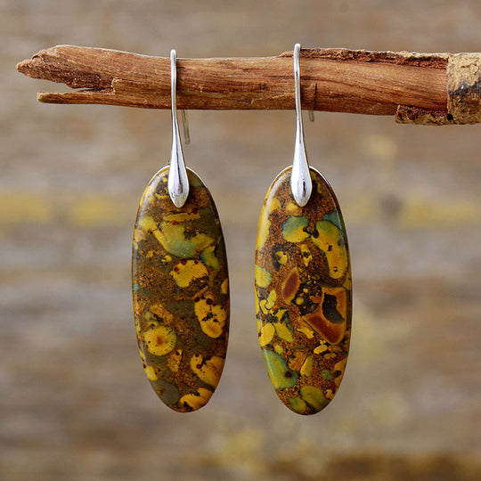 Natural Stone Geometric Pendant Earrings