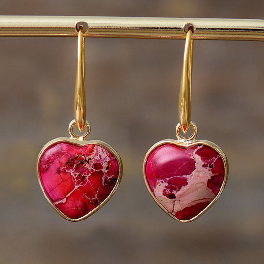 Emperor Stone Heart Pendant Earrings