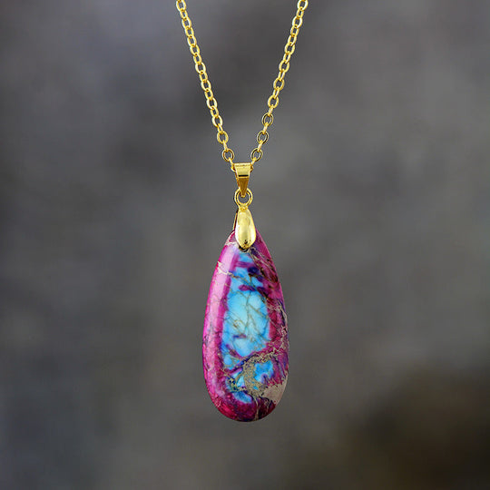 Emperor Stone Teardrop Chain Pendant Necklace