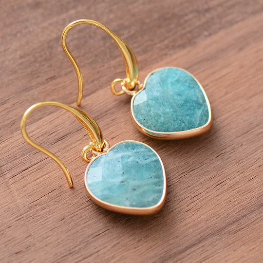 Riverstone Heart-Shaped Pendant Earrings