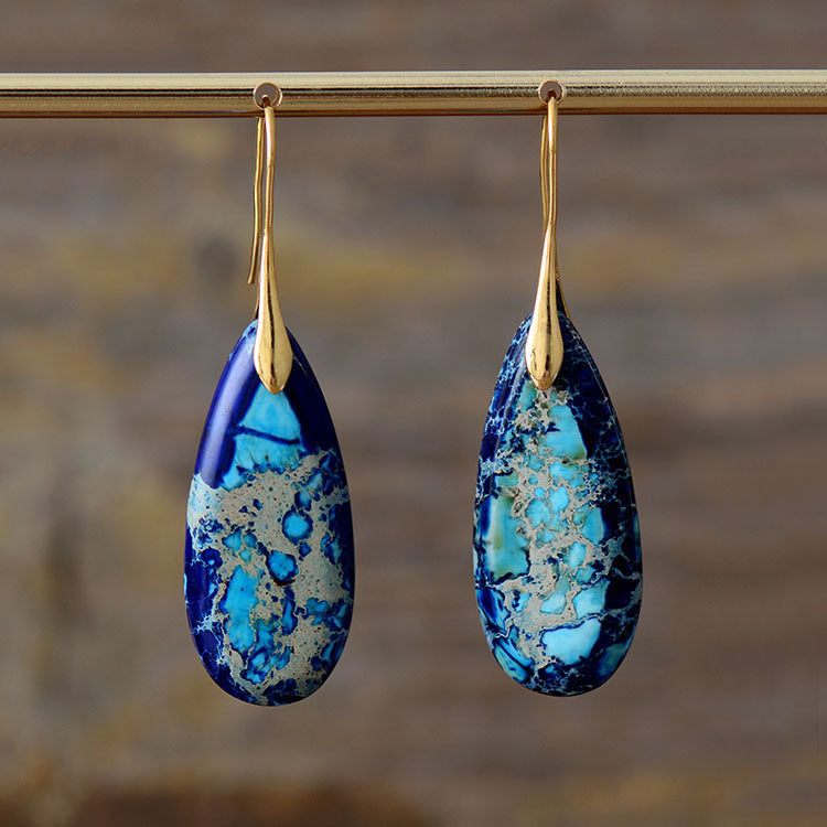 Emperor Stone Teardrop Pendant Earrings