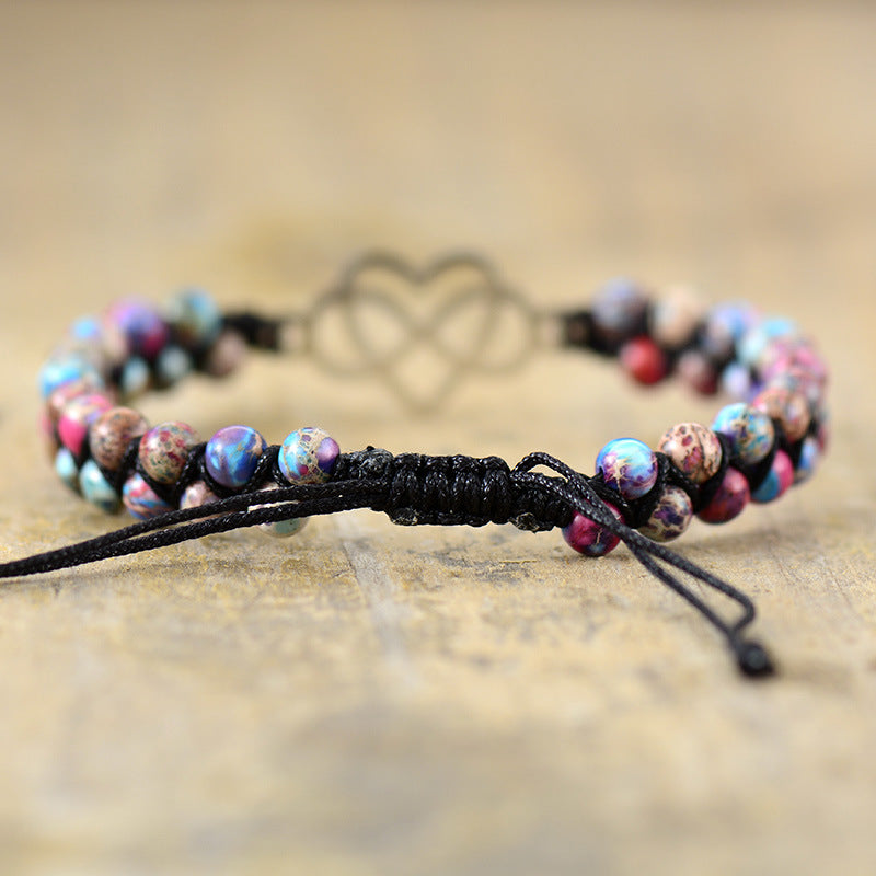 Peach Heart-Shaped Braided Bracelet