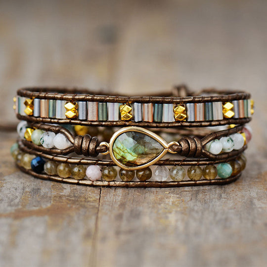 Labradorite Teardrop Wrapped Bracelet