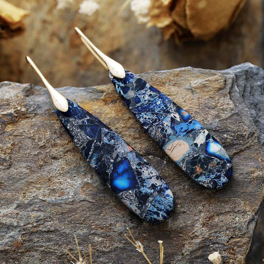 Emperor Stone Teardrop Pendant Earrings