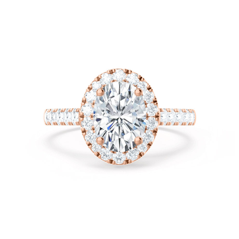 PEONY - Oval Lab Diamond 18k Rose Gold Halo