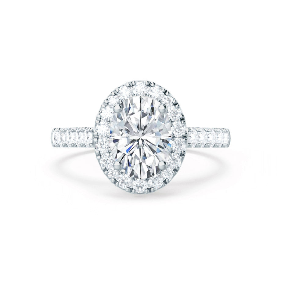 PEONY - Oval Lab Diamond 18k White Gold Halo