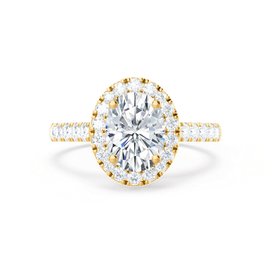 PEONY - Oval Lab Diamond 18k Yellow Gold Halo