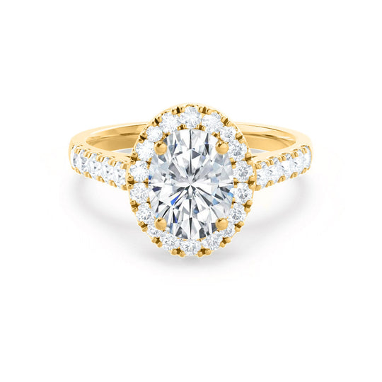 PEONY - Oval Lab Diamond 18k Yellow Gold Halo