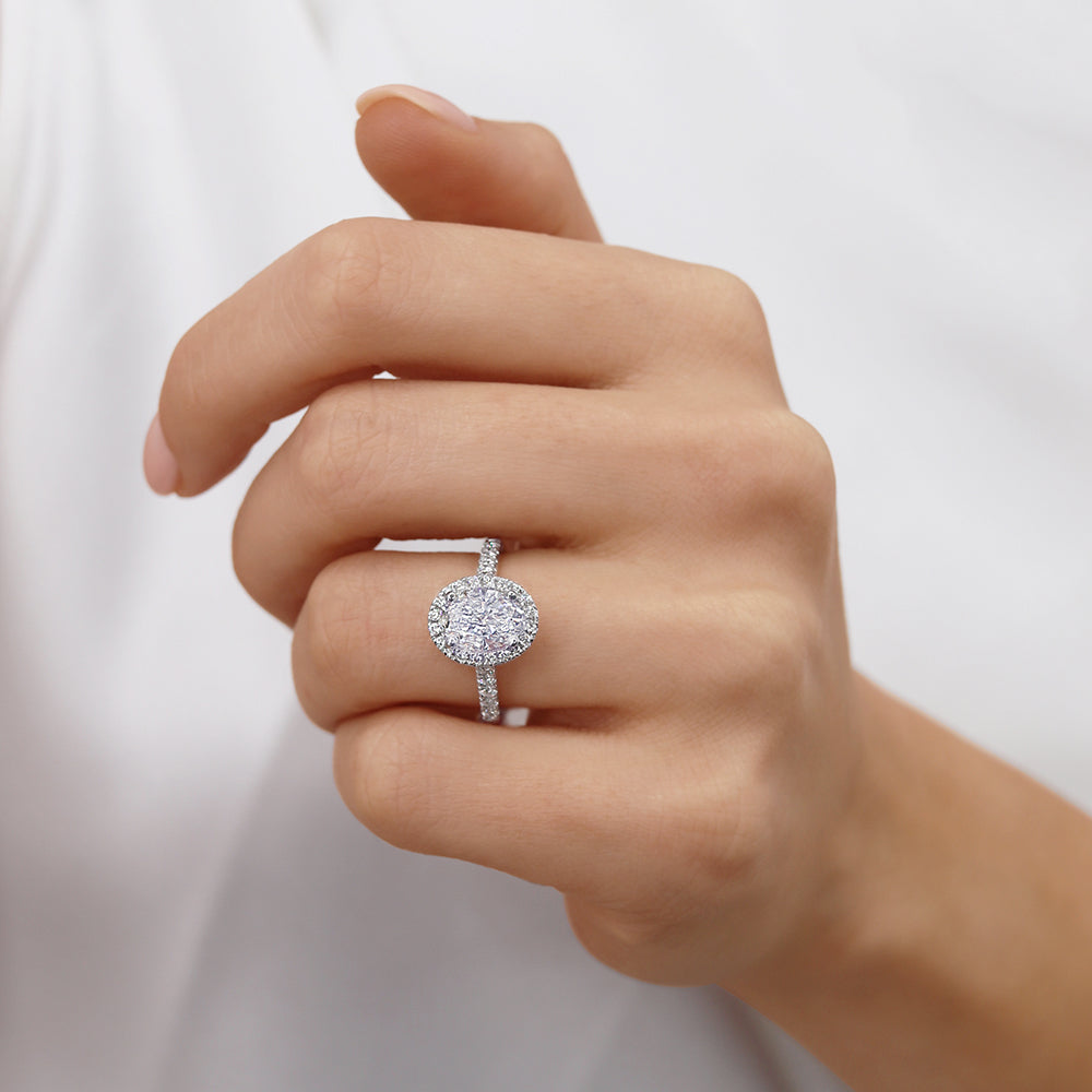 PEONY - Oval Lab Diamond 18k Yellow Gold Halo