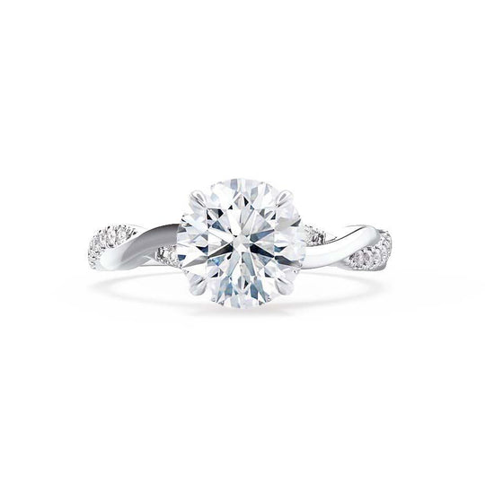 WISTERIA - Round Lab Diamond 950 Platinum Vine Solitaire Ring