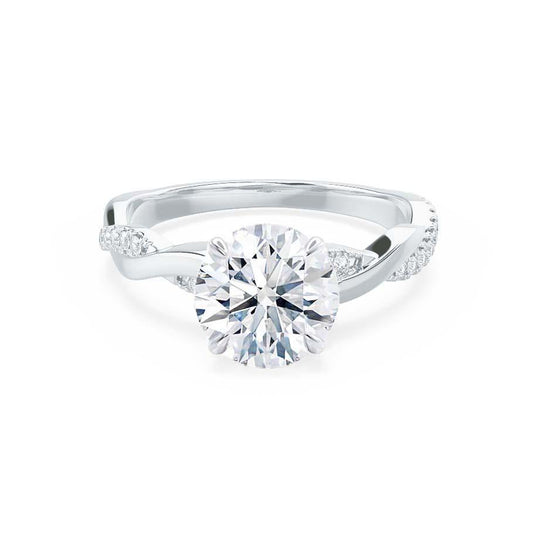 WISTERIA - Round Lab Diamond 950 Platinum Vine Solitaire Ring