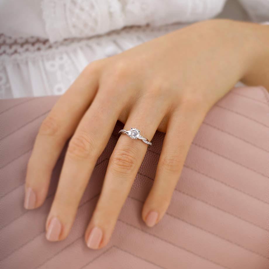 WISTERIA - Round Lab Diamond 950 Platinum Vine Solitaire Ring