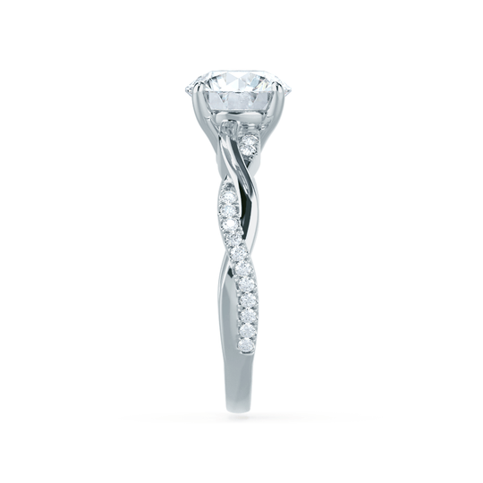 WISTERIA - Round Lab Diamond 950 Platinum Vine Solitaire Ring
