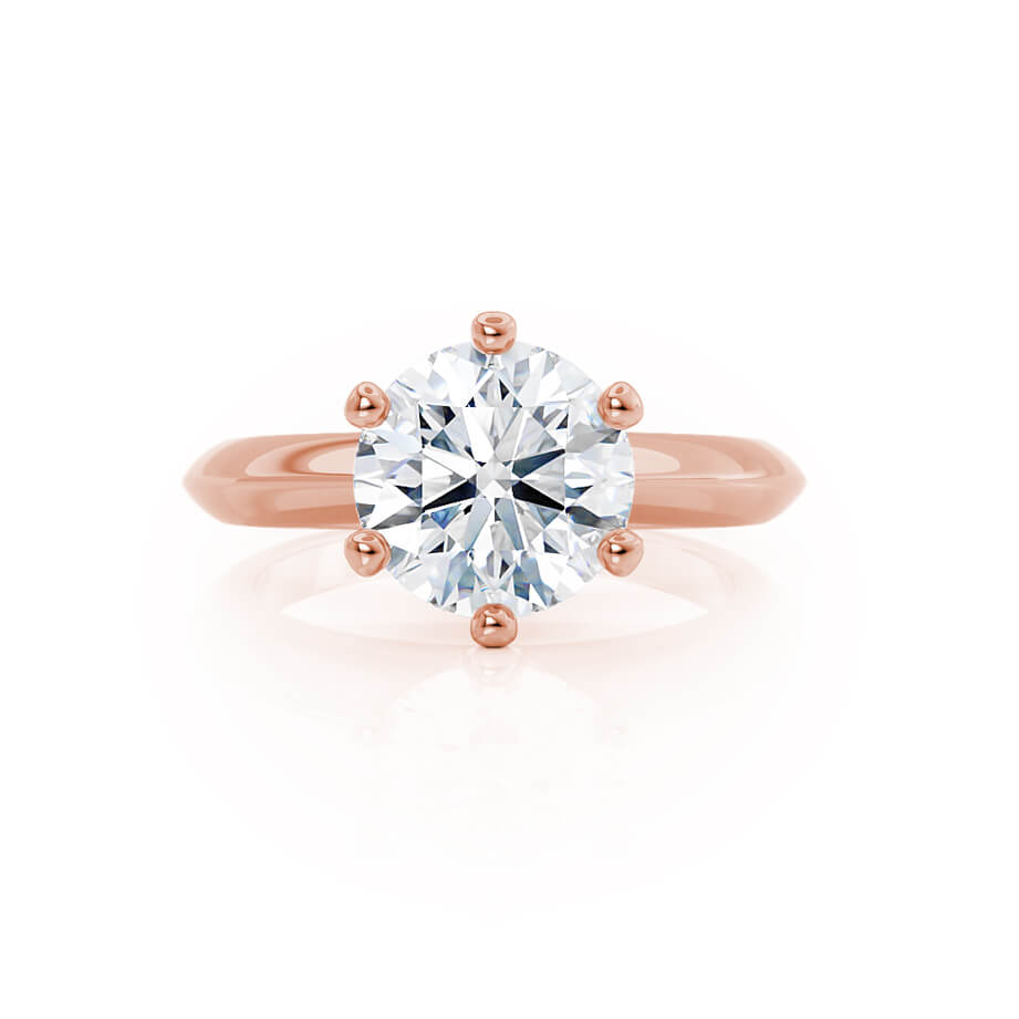 ANEMONE - Round Natural Diamond 18k Rose Gold Solitaire