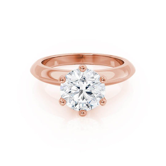 ANEMONE - Round Natural Diamond 18k Rose Gold Solitaire