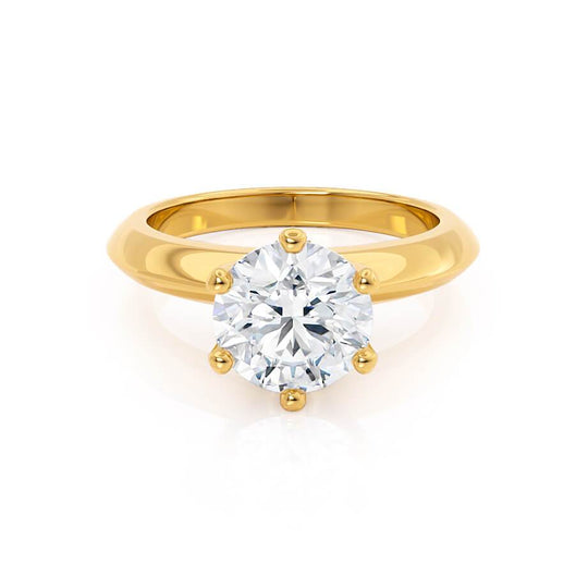 ANEMONE - Round Natural Diamond 18k Yellow Gold Solitaire