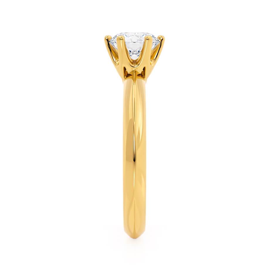 ANEMONE - Round Natural Diamond 18k Yellow Gold Solitaire