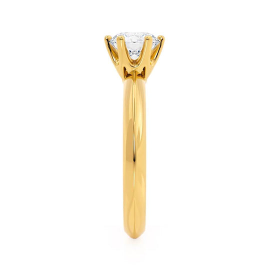 ANEMONE - Round Natural Diamond 18k Yellow Gold Solitaire