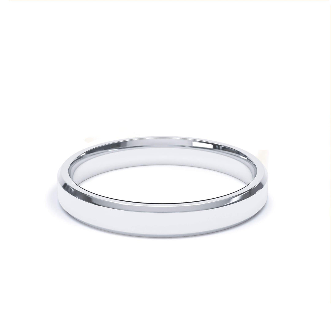 ORION — Bevelled Edge Wedding Band in 18k White Gold