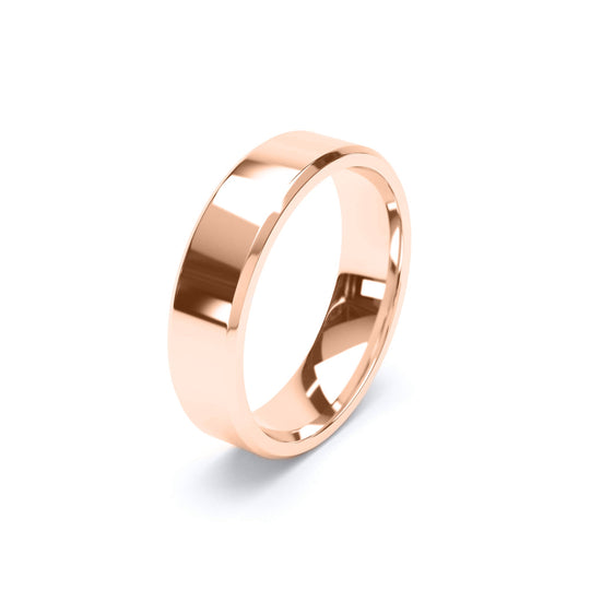 ORION — Bevelled Edge Wedding Band in 18K Rose Gold