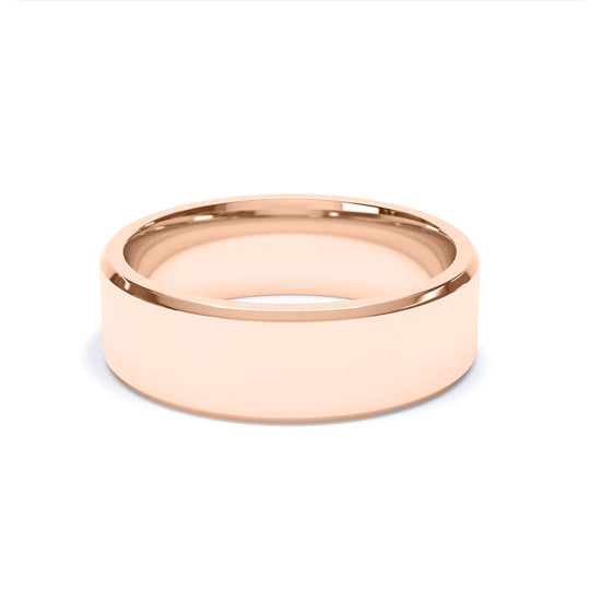 ORION — Bevelled Edge Wedding Band in 18K Rose Gold